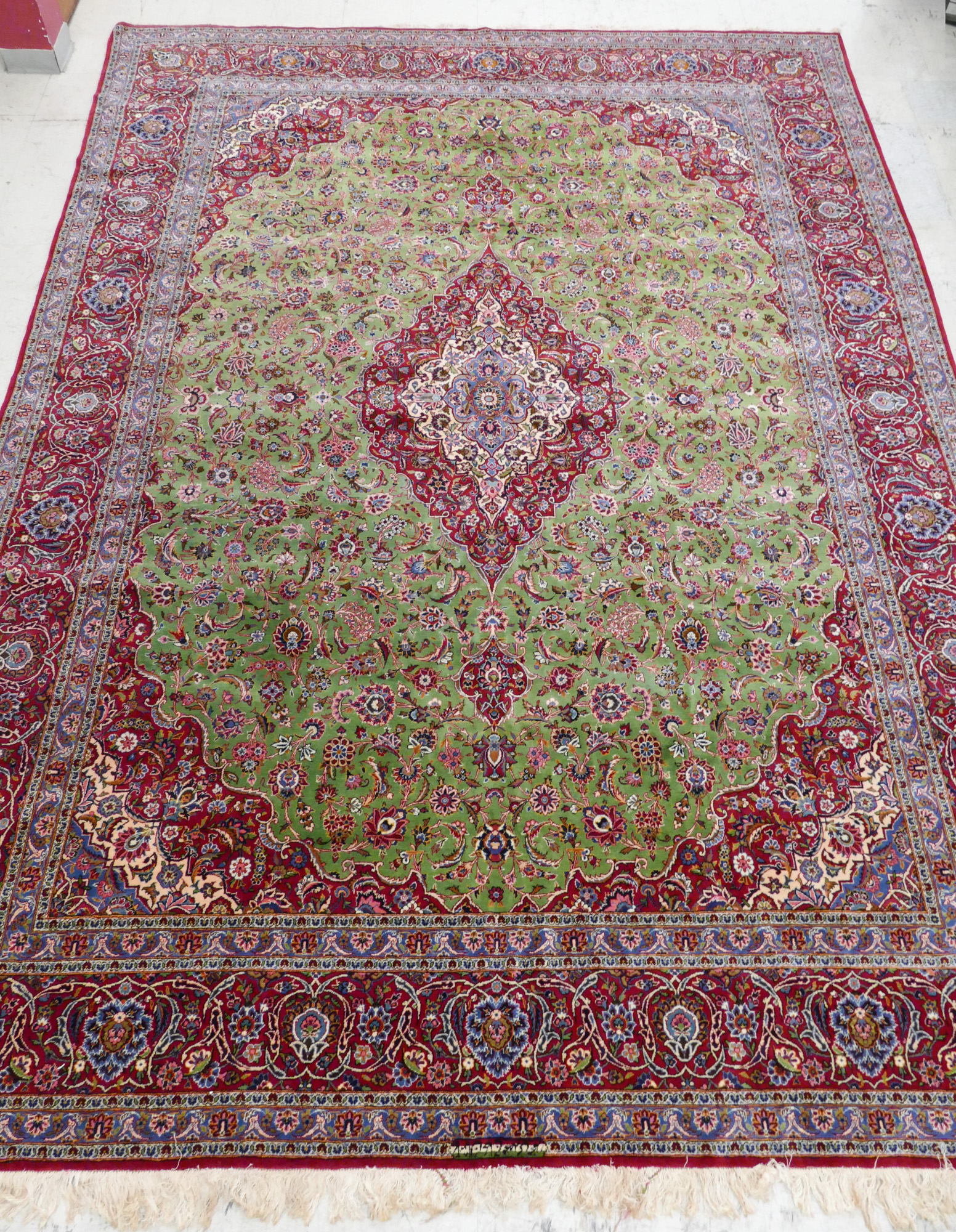 Appraisal: Persian Kirman Oriental Room-Size Rug ' ''x ' '' Green