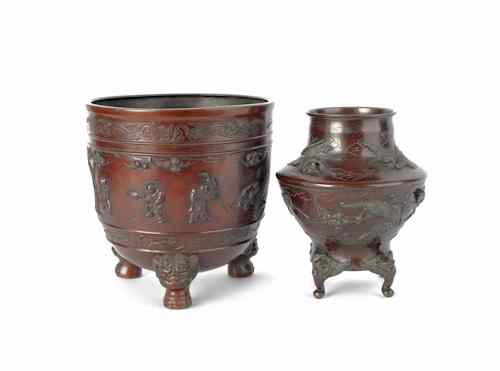 Appraisal: Two Chinese bronze urns h and h