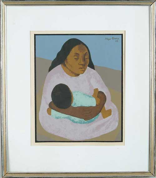 Appraisal: DIEGO MARIA RIVERA Mexican - MOTHER AND CHILD Print on