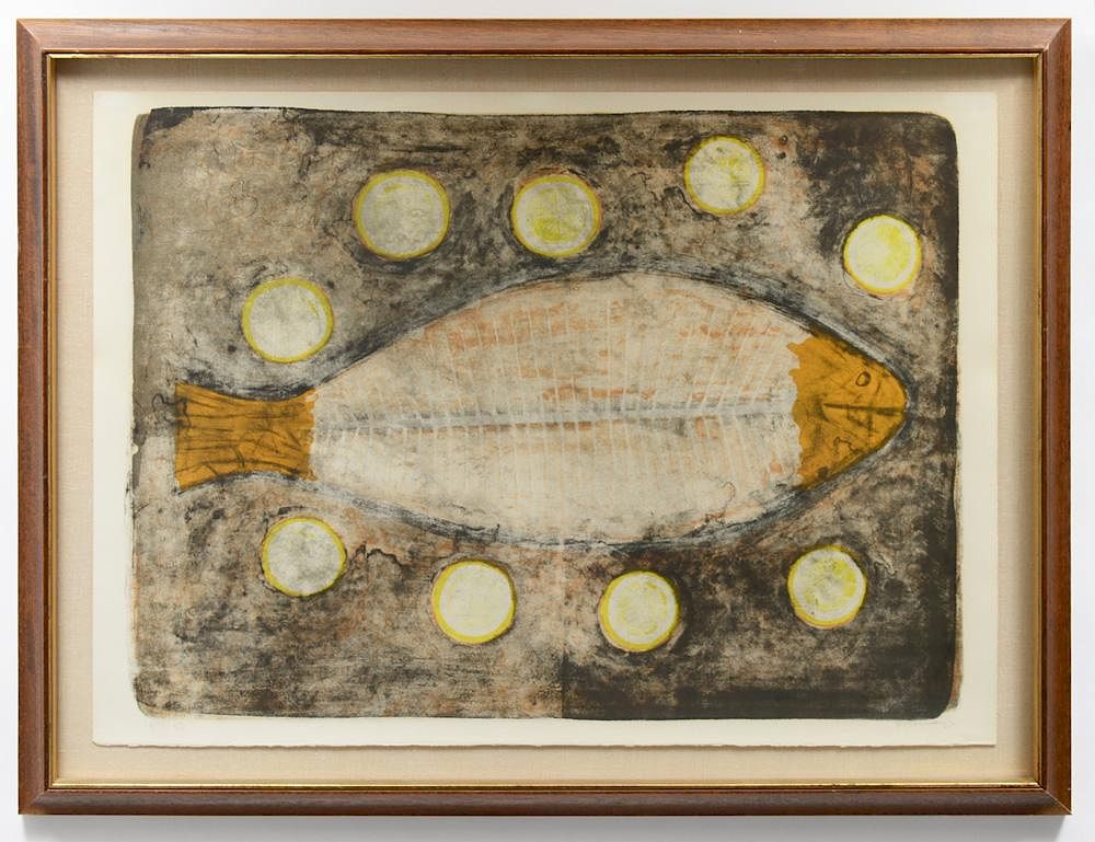 Appraisal: RUFINO TAMAYO Mexican - Half Fish Signed in pencil l