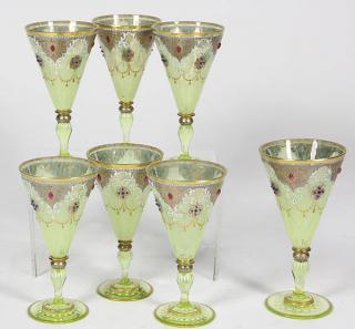 Appraisal: lot of Moser hand painted and enamel decorated goblets lot