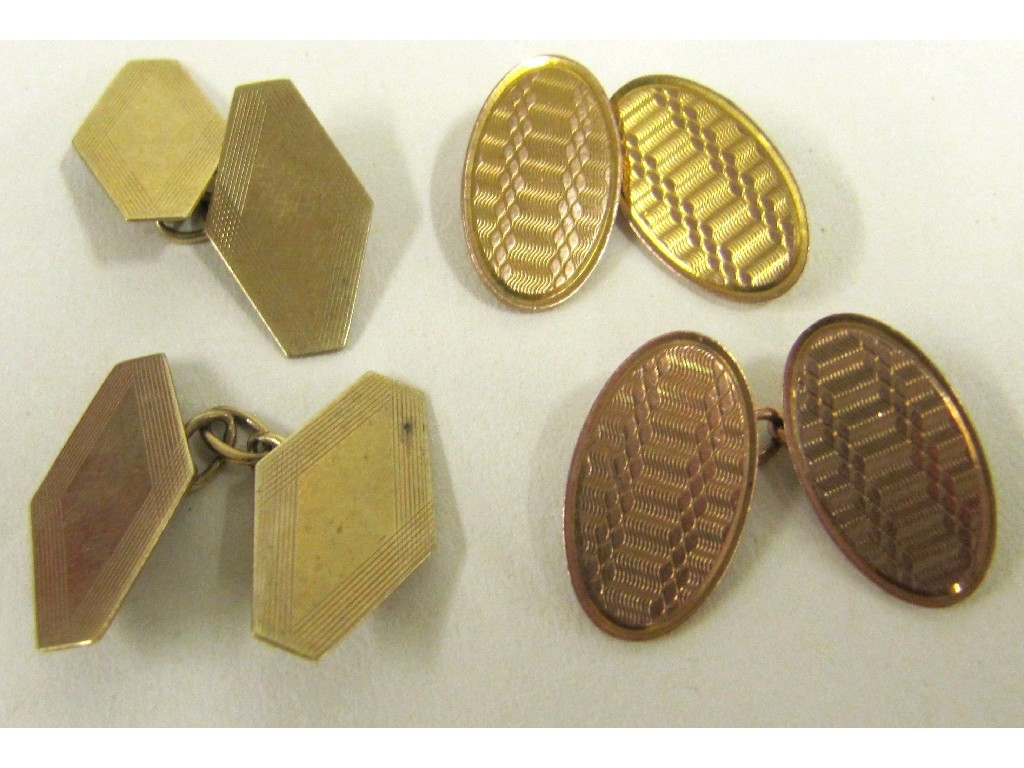 Appraisal: Two pairs of ct gold cuff links Approx gms