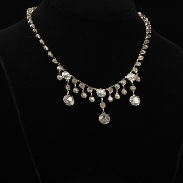 Appraisal: Antique Sterling Silver and Drop Crystal Necklace