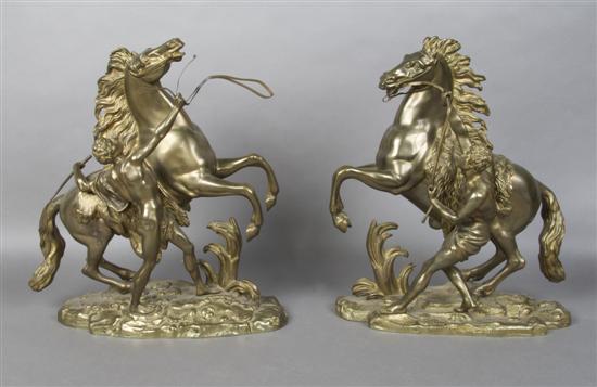 Appraisal: A Group of Two Bronze Marley Horses After Coustou Height