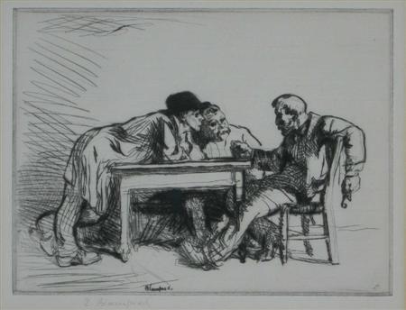 Appraisal: EDMUND BLAMPIED BRITISH - ARGUMENT Etching signed cm x cm