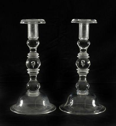 Appraisal: Pair of Steuben Glass Candlesticks Signed in