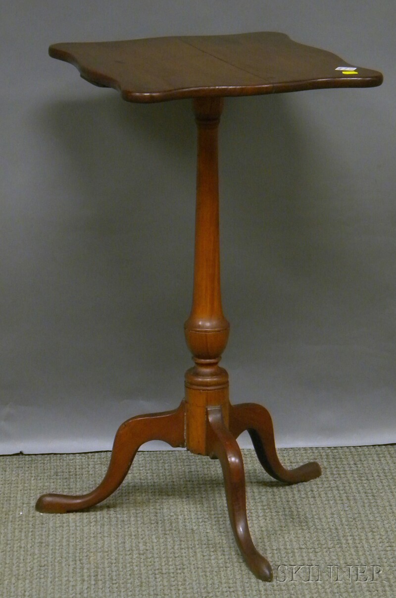 Appraisal: Federal Cherry Serpentine-top Walnut Candlestand