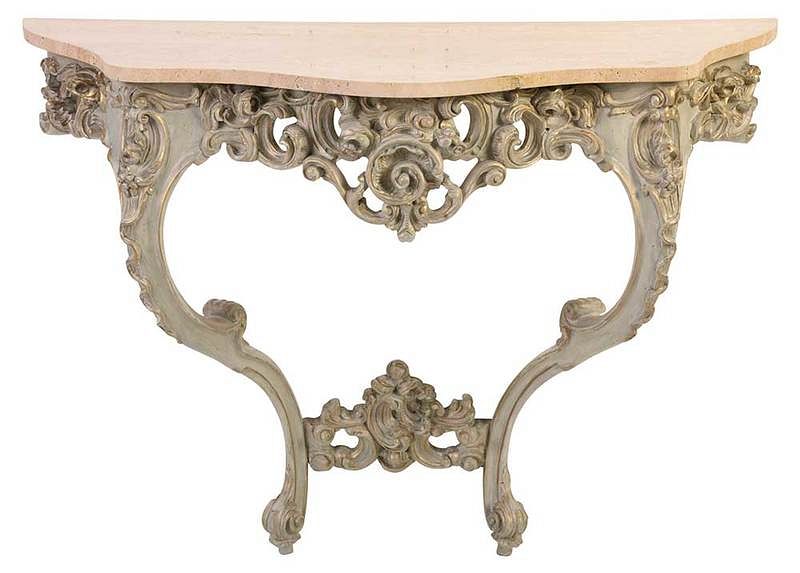 Appraisal: Louis XV Style Marble Top Console Table th century cabriole