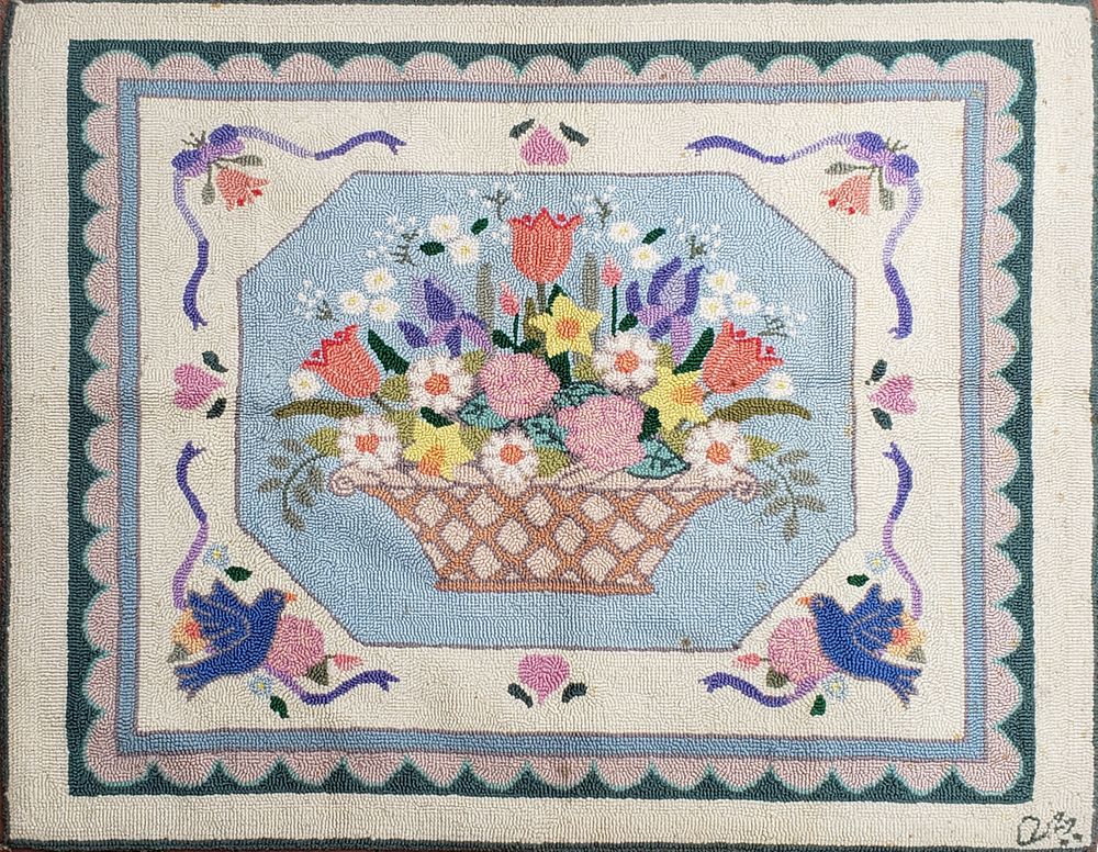 Appraisal: Claire Murray Nantucket Flower Basket Hooked Rug Claire Murray Nantucket