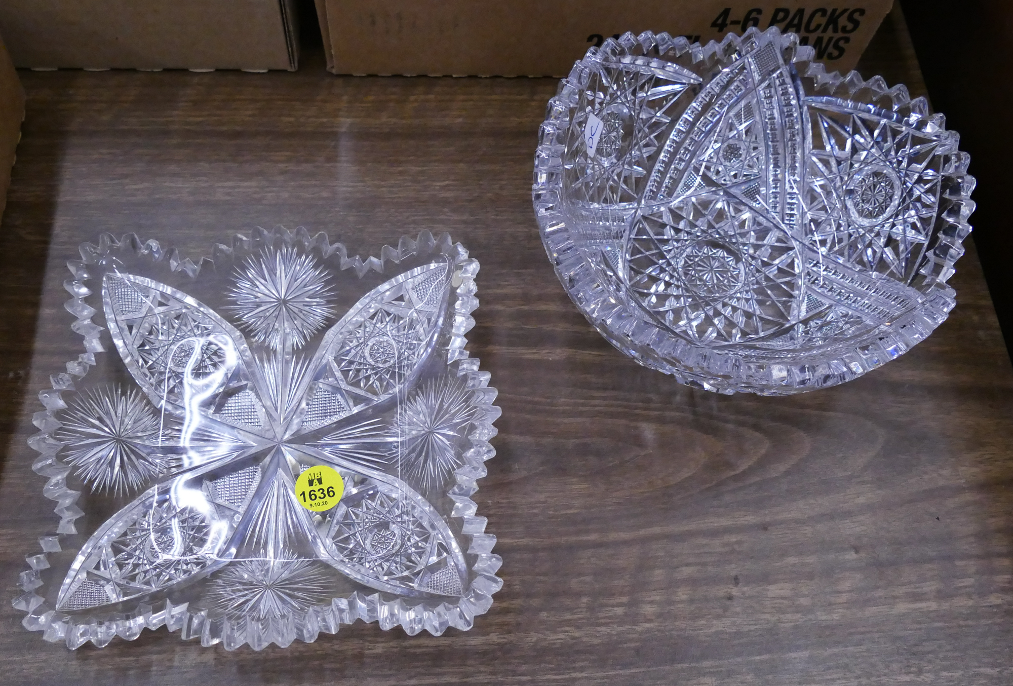 Appraisal: pc Signed Brilliant Cut Glass Bowls- Frye Etc- ''