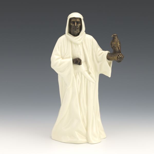 Appraisal: ENGLISH SEMI-ANTIQUE MINTON PORCELAIN AND PATINATED BRONZE THE SHEIKH SCULPTURE