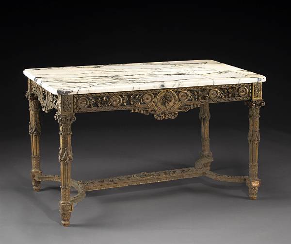 Appraisal: A Neoclassical style giltwood and composition table de milieu late