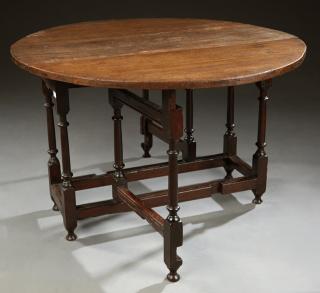 Appraisal: English Carved Oak Drop Leaf Gate Leg Table early th