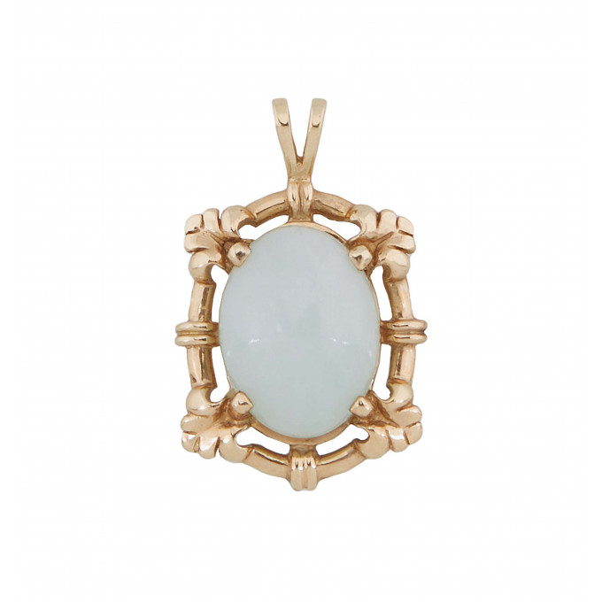 Appraisal: K Yellow Gold Jade Pendant with a cabochon white jade