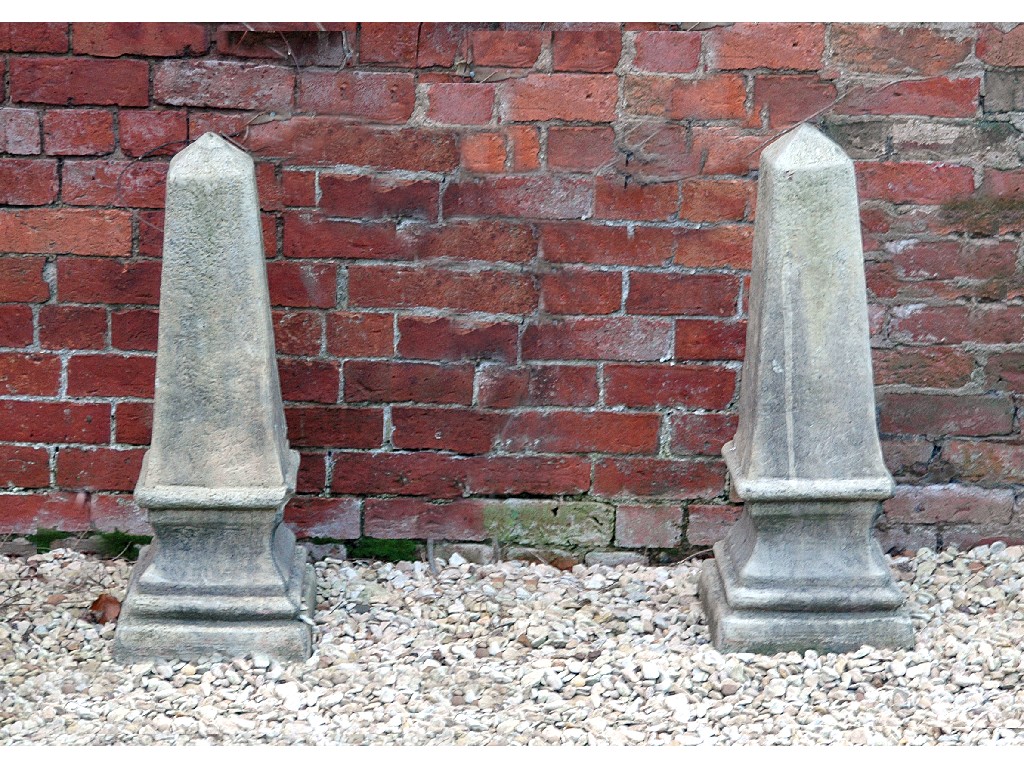 Appraisal: Pair of Obelisks of squared tapering form ft H approx