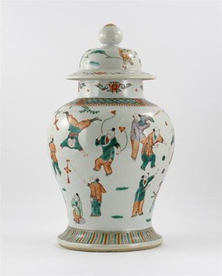 Appraisal: A Chinese famille verte boys vase and cover painted with