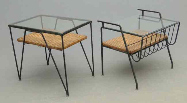 Appraisal: Scarce pair labeled Salterini ''Never Rust'' end tables Measurements include