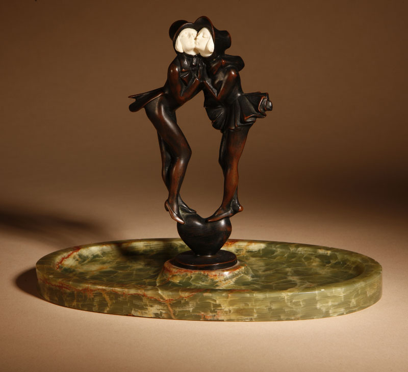 Appraisal: A Peter Tereszczuk Austrian bronze ivory and onyx figural vide