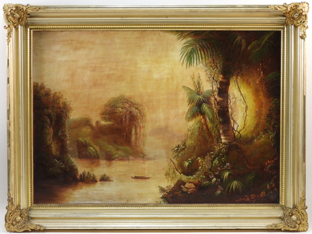 Appraisal: C AMERICAN SCHOOL TROPICAL LANDSCAPE PAINTING United States th CenturyImpressionist