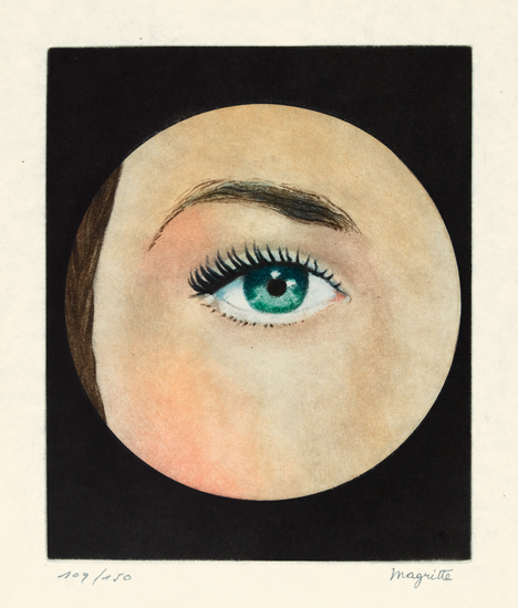 Appraisal: REN MAGRITTE L'Oeil Color aquatint on Japon nacr x mm