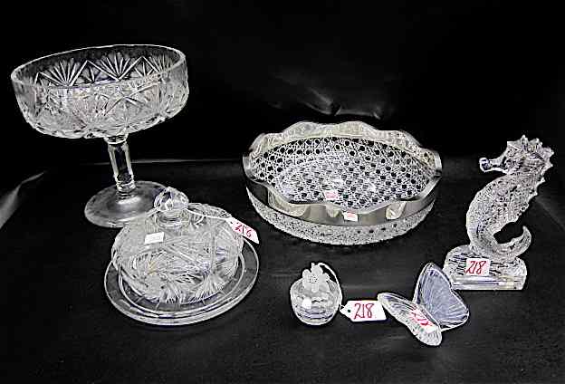 Appraisal: ASSORTED SIX PIECES CUT CRYSTAL compote ''D x ''H bowl