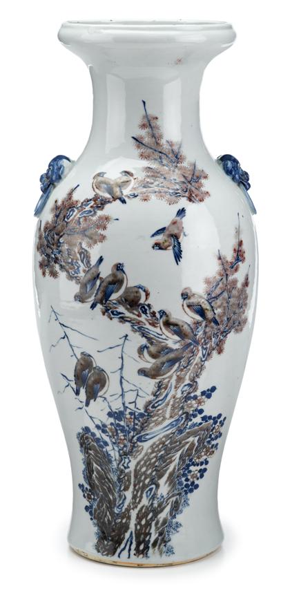 Appraisal: Good Chinese blue and copper glazed porcelain floor vase th