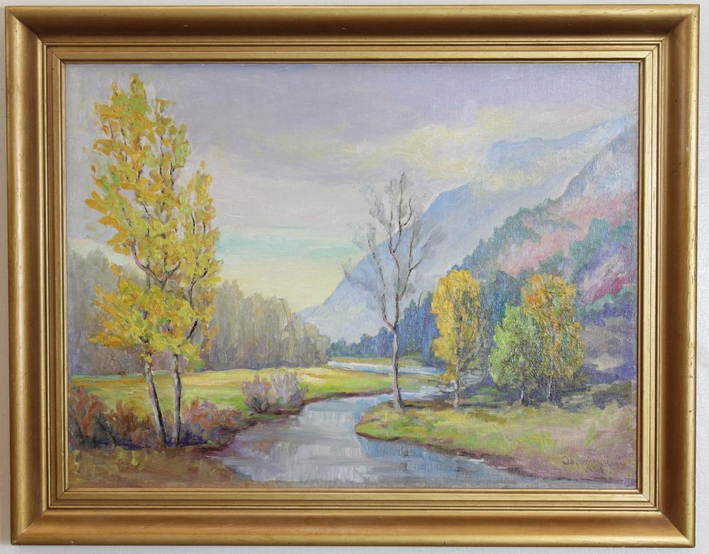 Appraisal: OSCAR HUKARI Oregon - oil on board autumn landscape with