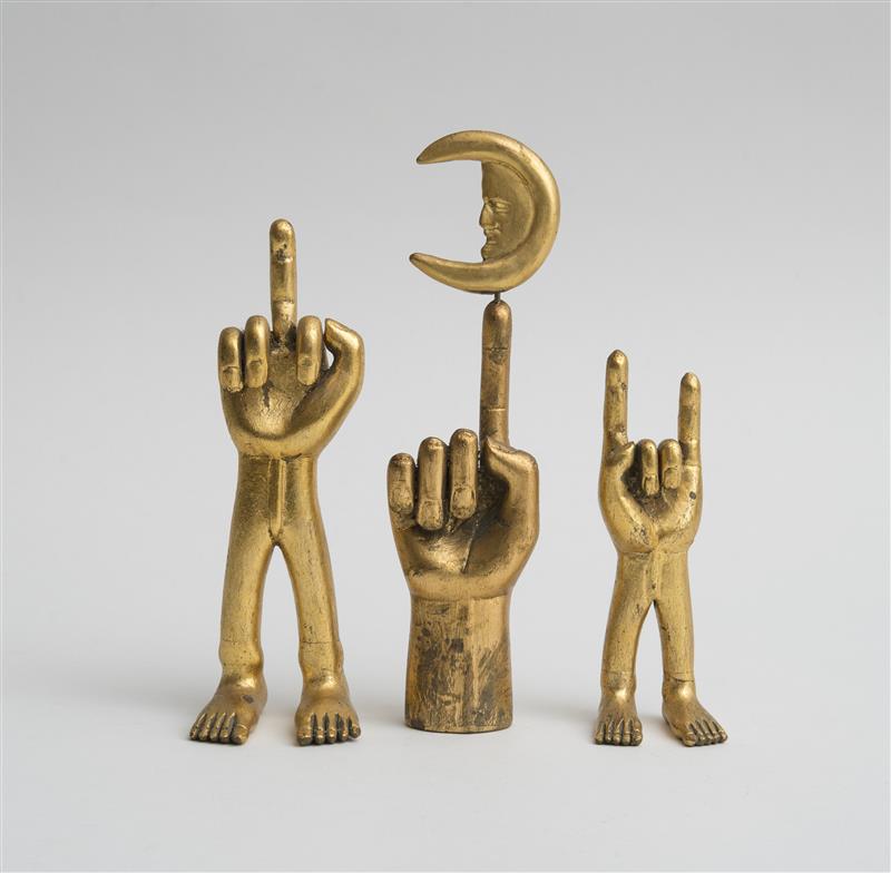 Appraisal: PEDRO FRIEDEBERG b HANDS Three wood with gold paint two