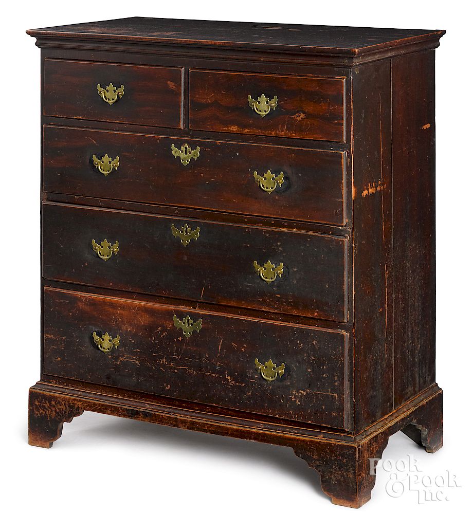 Appraisal: New England painted maple semi-tall chest New England painted maple