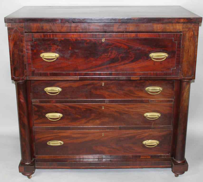 Appraisal: AMERICAN EMPIRE MAHOGANY BUTLER'S DESK mid th century the rectangular