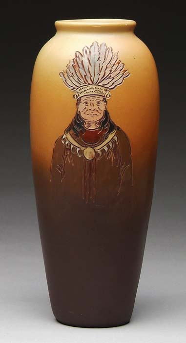 Appraisal: WELLER DICKENSWARE VASE Very nice Dickensware vase has incised and