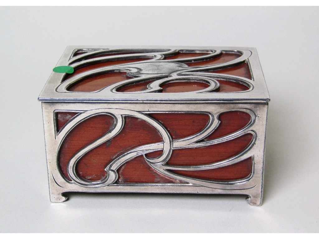 Appraisal: W M F white metal mounted cigarette box