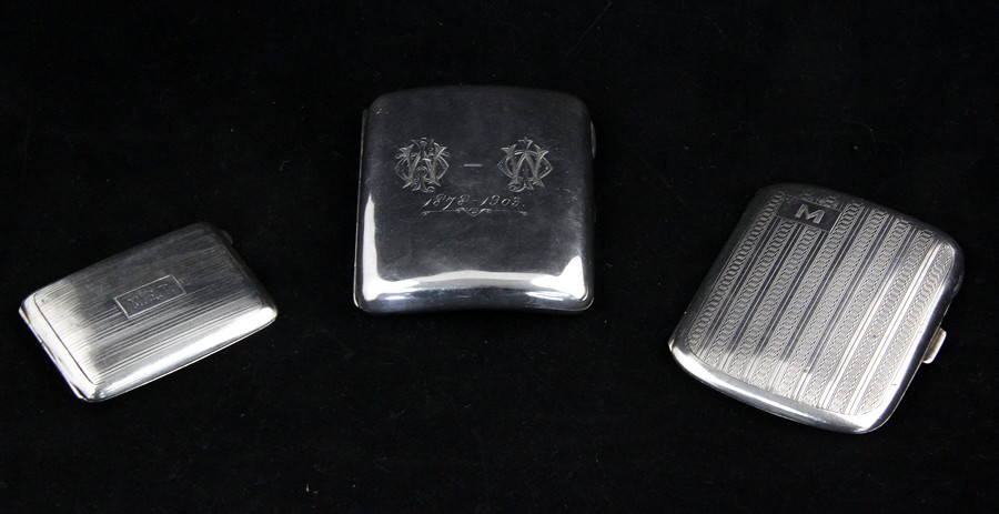 Appraisal: Two silver cigarette cases one dated - and a silver