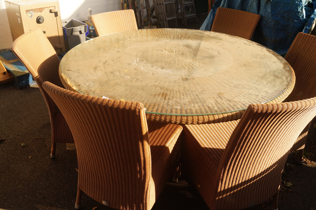 Appraisal: A wicker patio table of circular form cm high cm