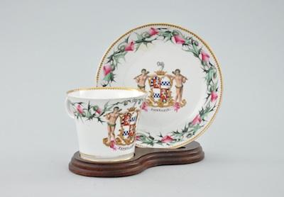 Appraisal: A Chamberlain's Worcester Armorial Cup and Saucer Each piece marked