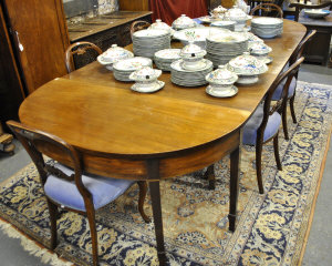 Appraisal: A George III mahogany 'D' end dining table comprising a