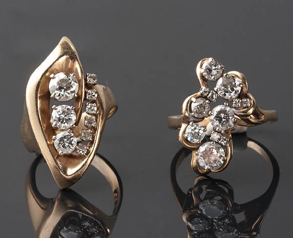 Appraisal: A collection of two diamond and k gold rings estimated