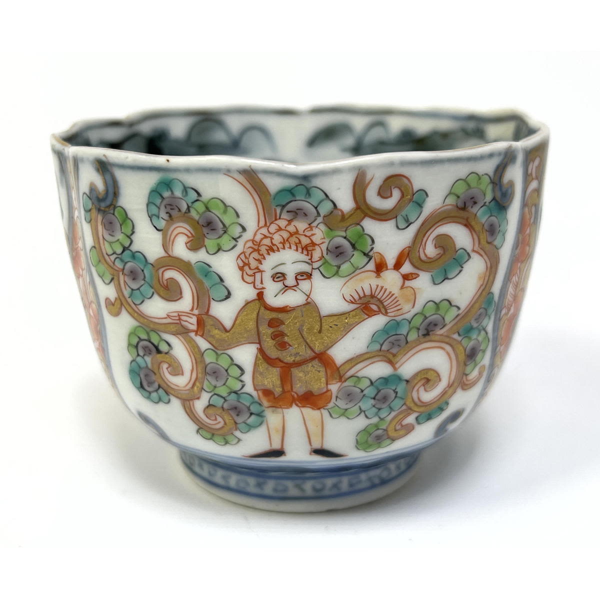 Appraisal: Small Glazed Asian Pottery Cup Footed Rim Dimensions H inches