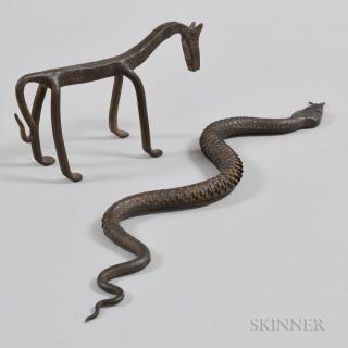 Appraisal: Forged File Snake and Horse th century snake with forked