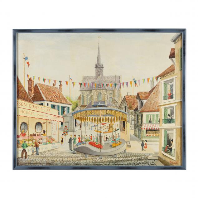 Appraisal: ANDR BOUQUET FRENCH - CARNIVAL IN A TOWN SQUARE Oil