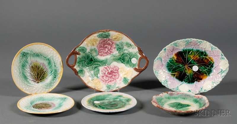 Appraisal: Six Majolica Serving Dishes and Plates mid to late th