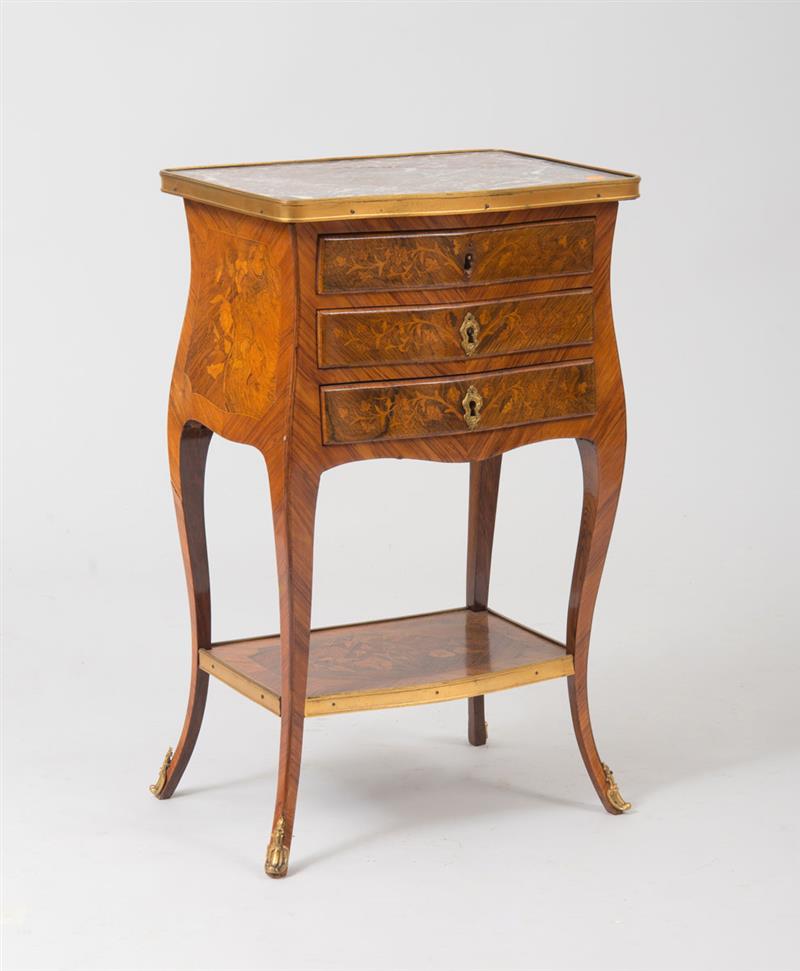 Appraisal: Louis XV Gilt-Bronze-Mounted Kingwood and Tulipwood Marquetry Table en Chiffonier