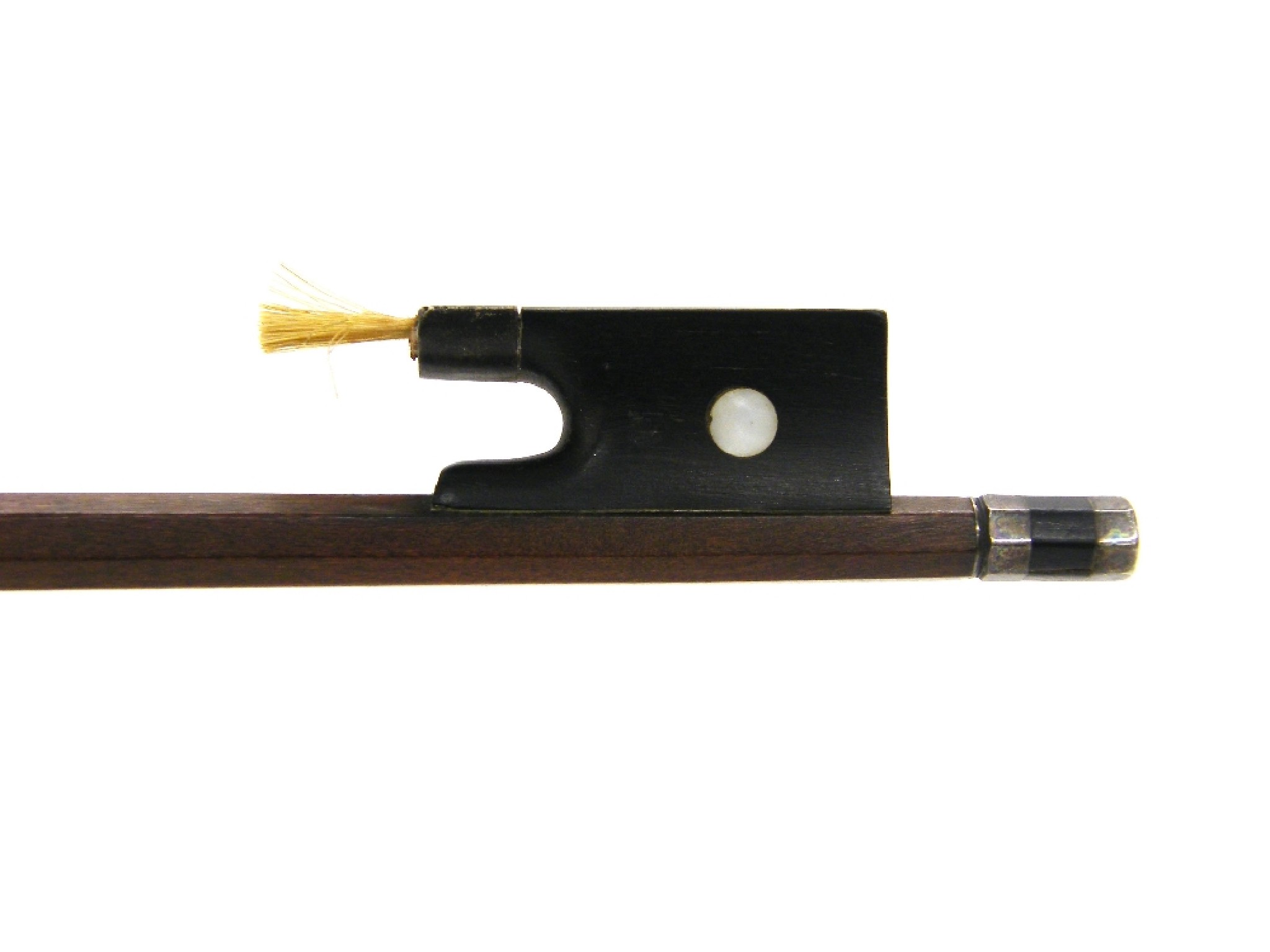 Appraisal: Silver mounted violin bow unstamped the stick round the ebony