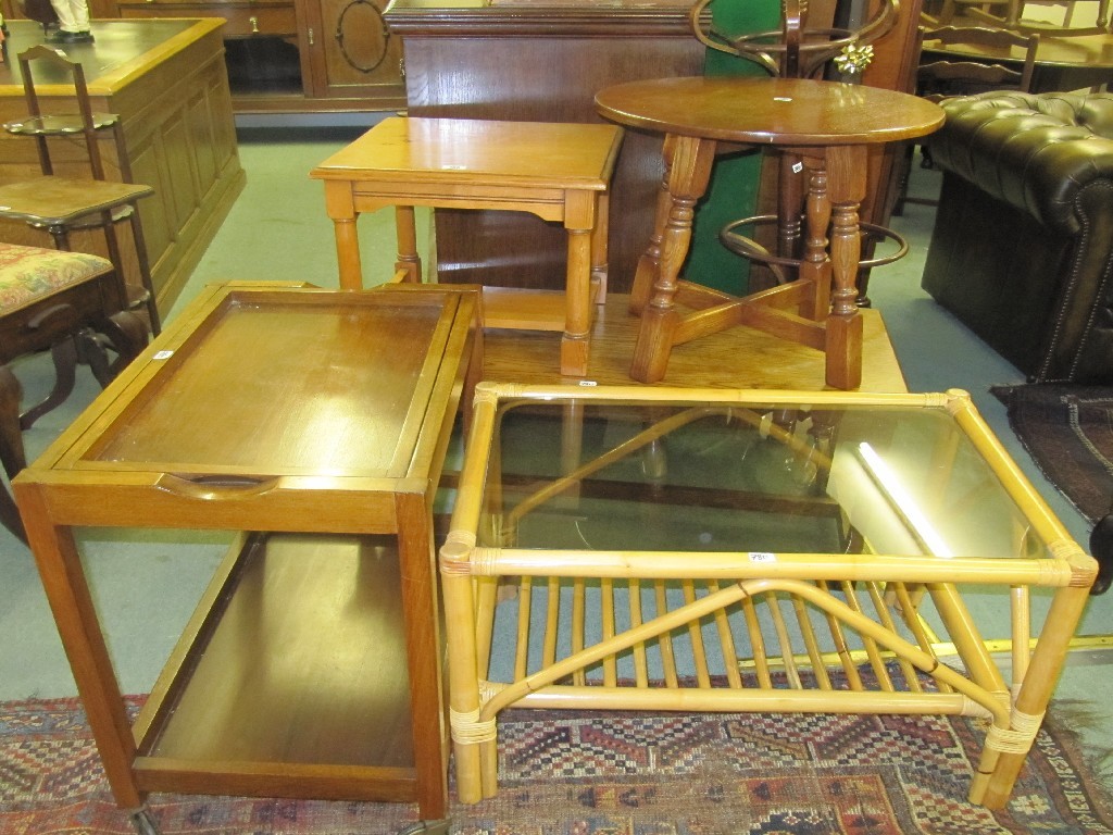 Appraisal: Two coffee tables two occasional tables tea trolley and a