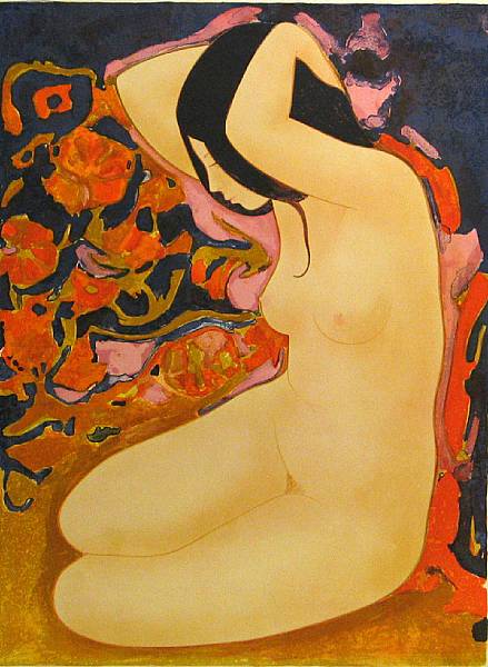 Appraisal: Alain Bonnefoit Untitled Female Nude n d Color lithograph printed