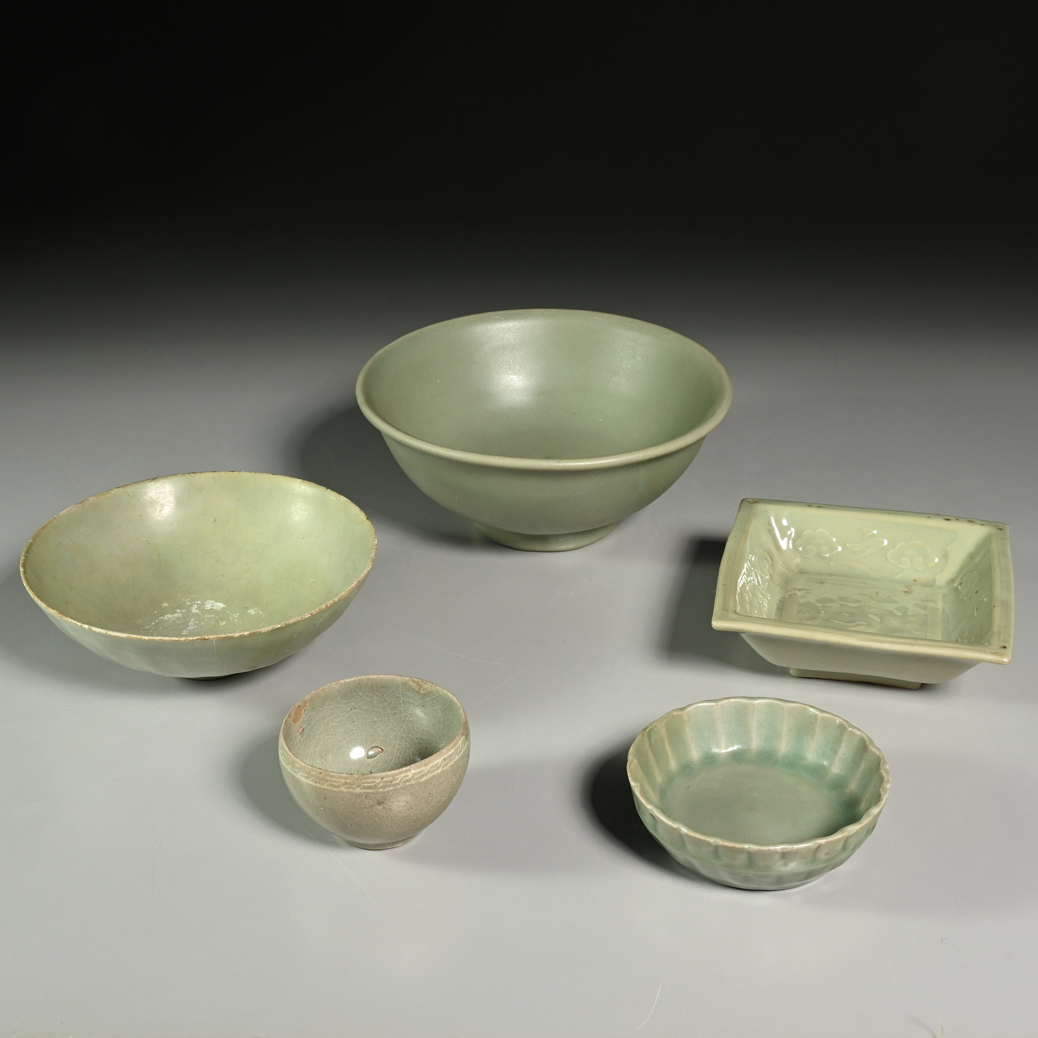 Appraisal: GROUP ANTIQUE ASIAN CELADON BOWLS Possibly Ming Dynasty and earlier