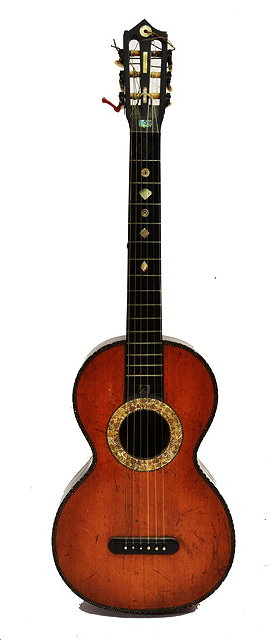 Appraisal: A LATE TH CENTURY ROSEWOOD AND INLAID GUITAR makers label