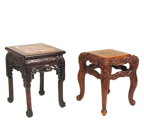 Appraisal: A group of two Chinese hardwood low tables height in