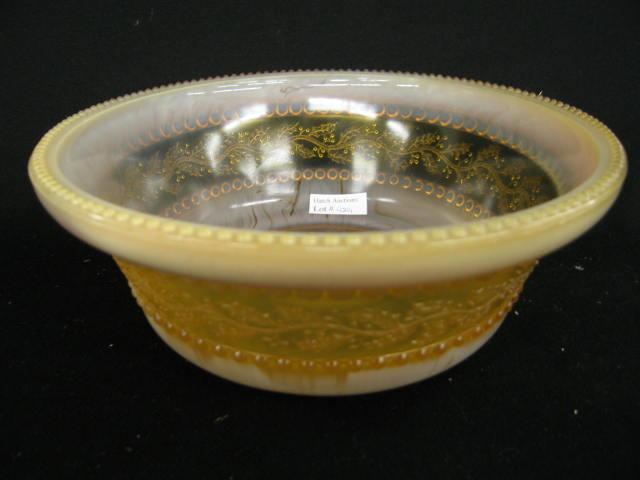 Appraisal: Greentown Chocolate Slag Holly Amber Art Glass Bowl diameter deep