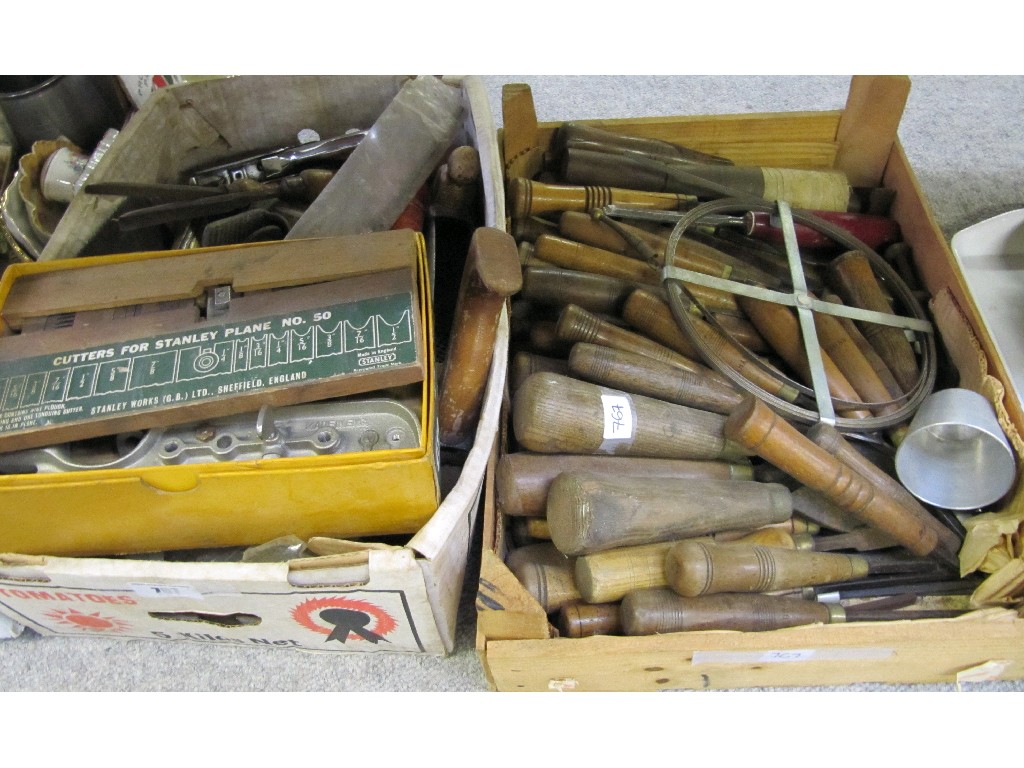 Appraisal: Lot comprising two boxes of tools chisels planes etc